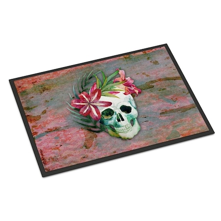 JENSENDISTRIBUTIONSERVICES Day of the Dead Skull Flowers Indoor or Outdoor Mat, 24 x 36 in. MI2550369